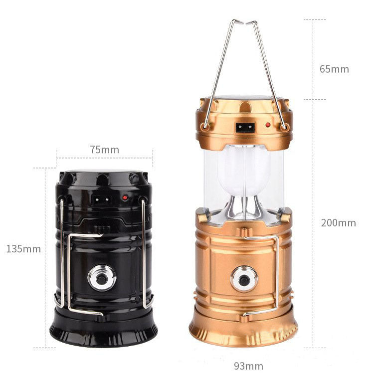 Lampe télescopique multifonctionnelle à chargement solaire pour tente de camping