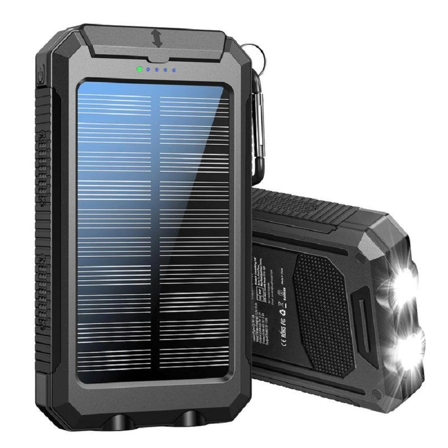 Chargeur solaire portable 8000mAh pour tous types de téléphones portables / Batterie étanche / Lampe de poche LED, idéal pour le camping.