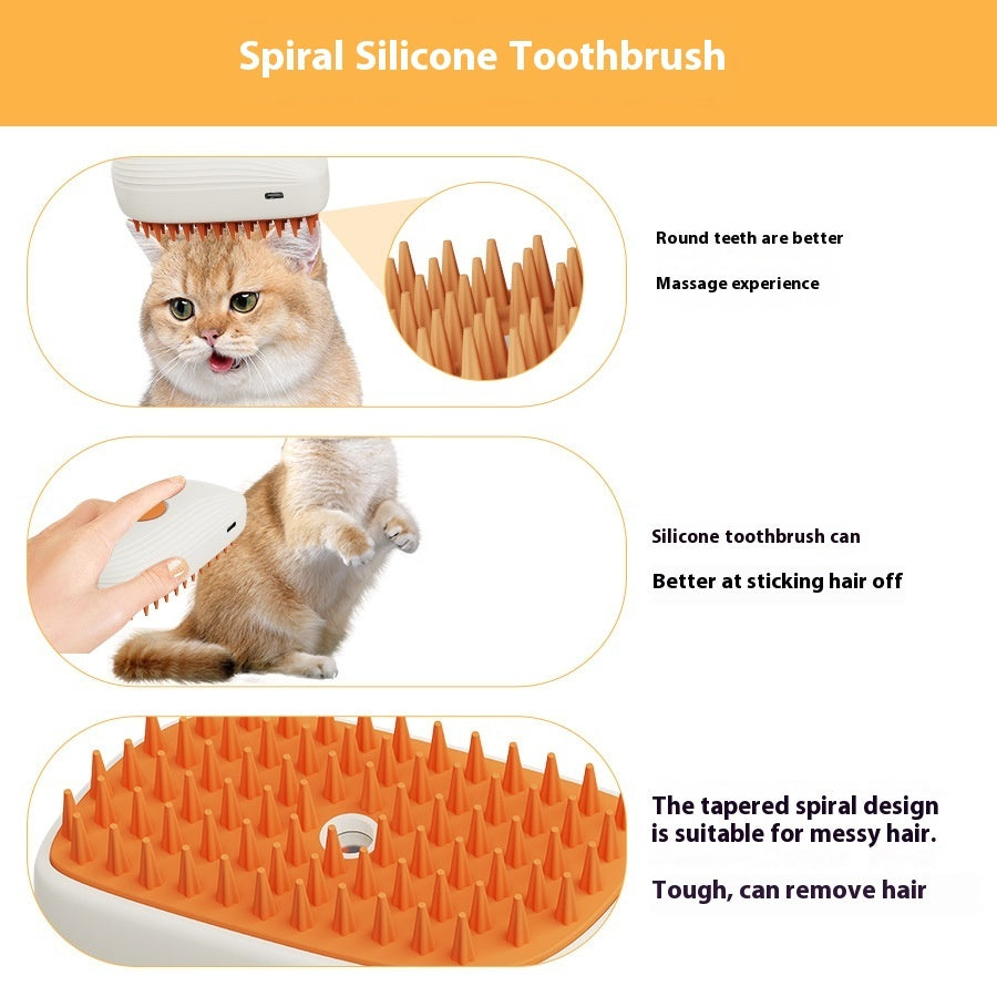 Cepillo de Vapor Recargable por USB para Mascotas / Peine Masajeador con Pulverizador
