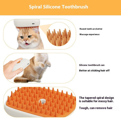 Cepillo de Vapor Recargable por USB para Mascotas / Peine Masajeador con Pulverizador