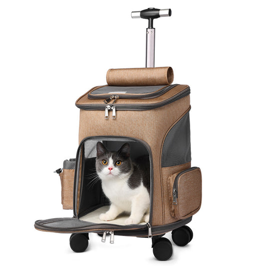 Mochila Plegable Portátil para Mascotas / Con Ruedas Universales / Bolsa para Mascotas