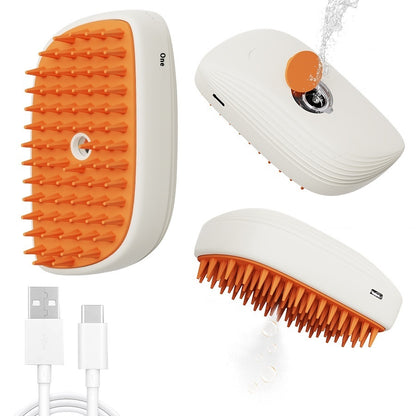 Cepillo de Vapor Recargable por USB para Mascotas / Peine Masajeador con Pulverizador