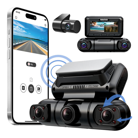 Cámara con visión de 360 Grados 4 canales: Frontal y Trasera, Interior, Izquierda y Derecha, para coche, GPS integrado, WiFi, visión nocturna, grabación 24/7