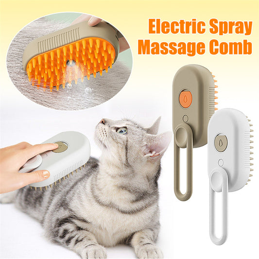 Cepillo de Vapor Eléctrico 3 en 1 para Gatos y Perros / Masaje Y Peine para el Cuidado de Mascotas
