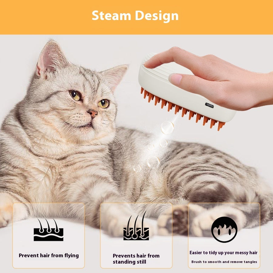 Cepillo de Vapor Recargable por USB para Mascotas / Peine Masajeador con Pulverizador