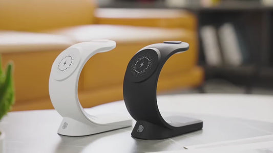 Cargador Inalámbrico Magnético 4 en 1 / Carga Rápida (Apple) Luz Ambiental RGB / Audífonos, Teléfono y Reloj.